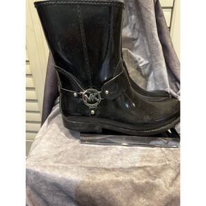 Michael Kors women's size  10 Moto boots black  & Silver‎ hardware